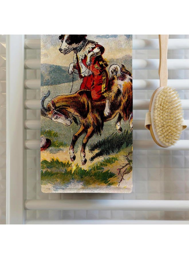 3DROSE 3D Rose Humorous Victorian Painting of Dog Riding A Goat.Jpg Hand/Sports Towel, 15 x 22 - Image 2