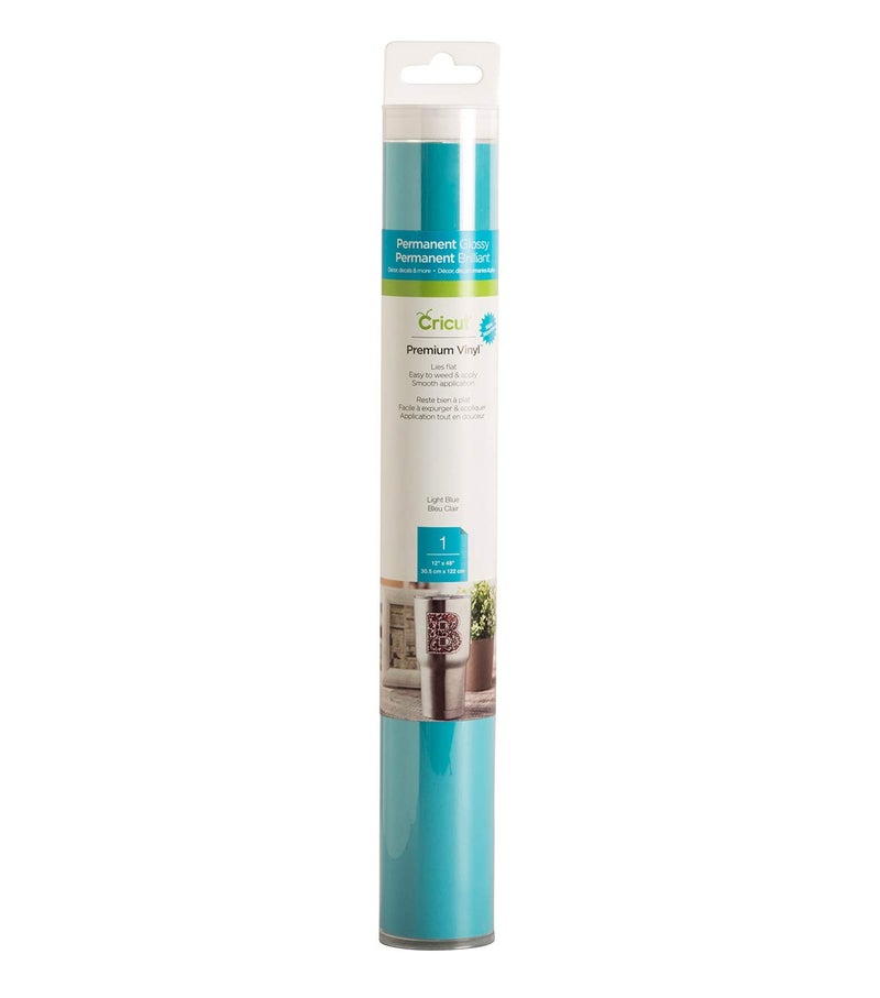 Cricut Premium Permanent Vinyl, Light Blue - 4ft Roll (12'x48') - Compatible with Maker & Explore Machines, Long Lasting, UV & Water-Resistant, Indoor + Outdoor Projects - Image 1
