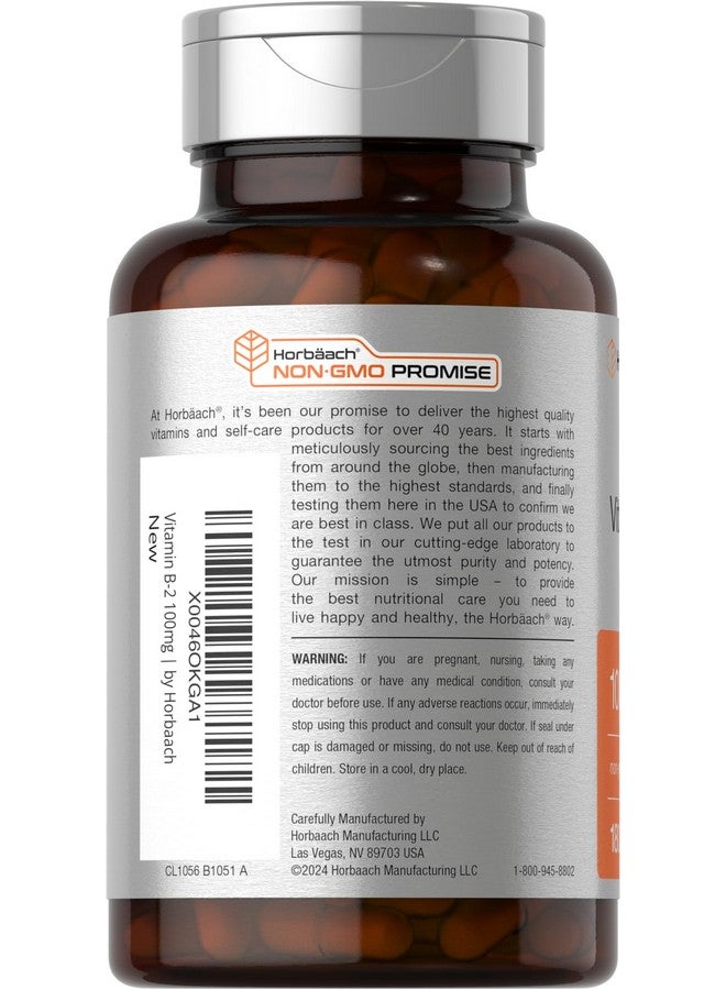 Horbäach Vitamin B-2 100mg | 180 Capsules | Non-GMO & Gluten Free Supplement | Vitamin B2 Riboflavin - Image 3