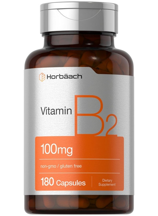 Horbäach Vitamin B-2 100mg | 180 Capsules | Non-GMO & Gluten Free Supplement | Vitamin B2 Riboflavin - Image 1