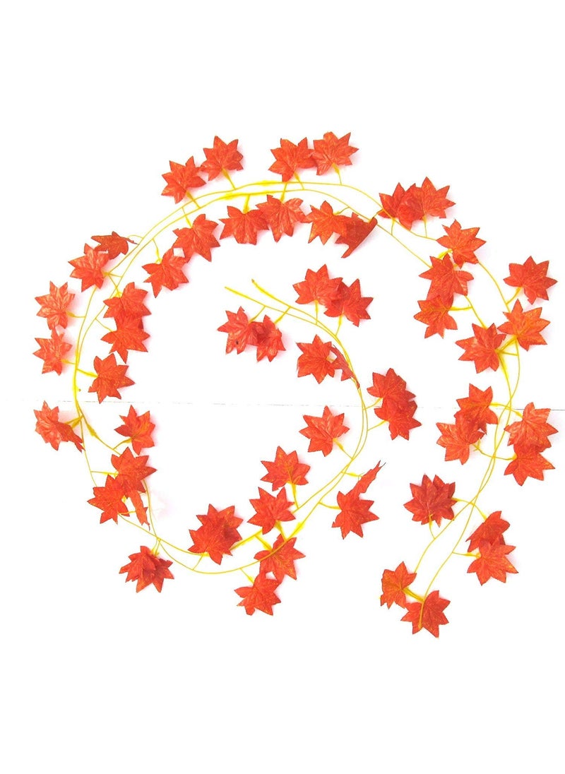 LOGRO - Logro Pack of 8pcs Artificial Hanging VinesBells Approx Length 7 feet Set of 08pcs Orange Maple Leaves - Image 1