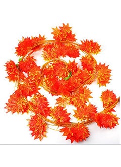 LOGRO Logro Pack of 8pcs Artificial Hanging VinesBells Approx Length 7 feet Set of 08pcs Orange Maple Leaves  - Image 3