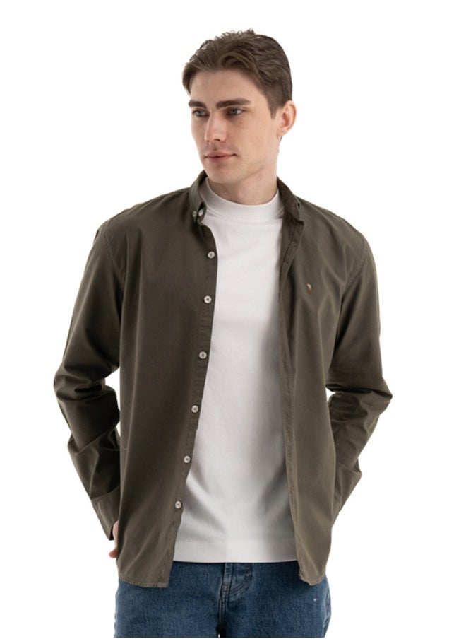 clever - Shirt Men's, Stylish, Oxford Cotton , Olive , Multicolor - Image 1