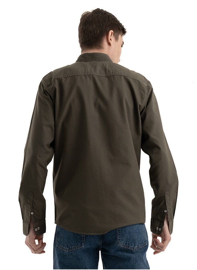clever - Shirt Men's, Stylish, Oxford Cotton , Olive , Multicolor - Image 1