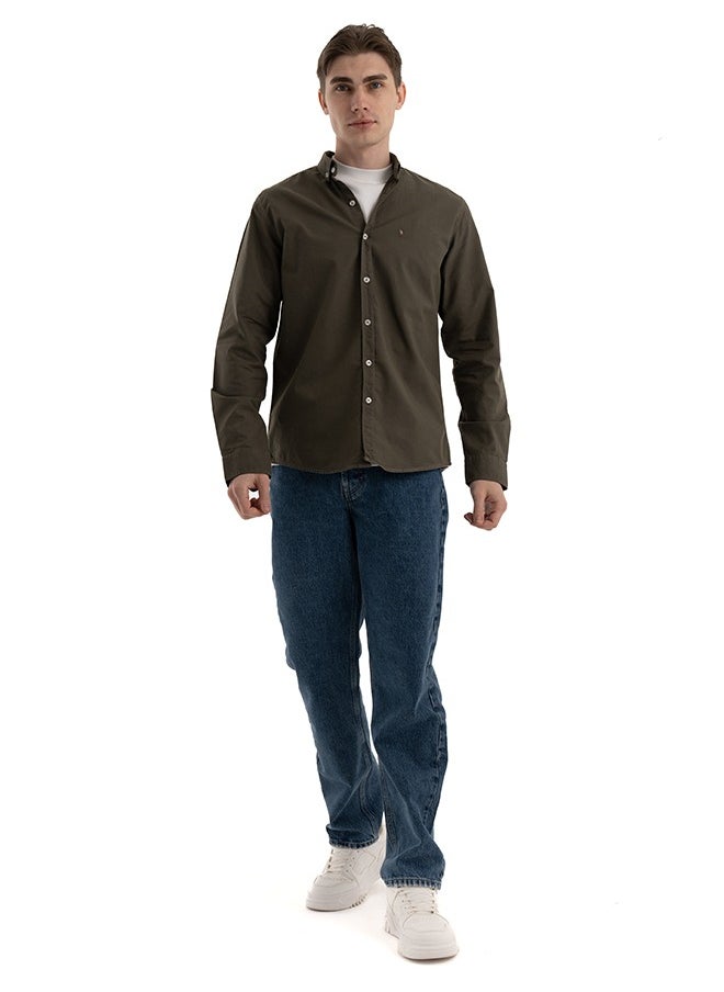 clever - Shirt Men's, Stylish, Oxford Cotton , Olive , Multicolor - Image 1