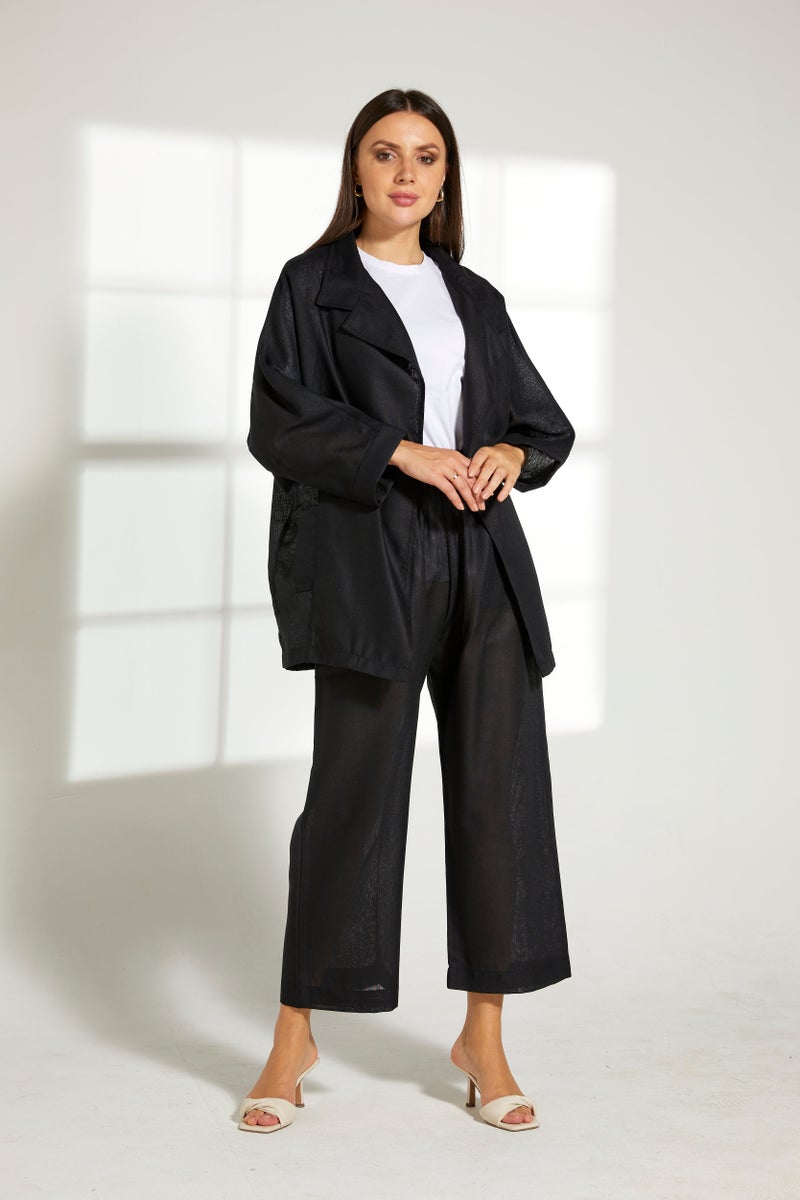Moistreet Button Down Top & Pants Set - Image 1