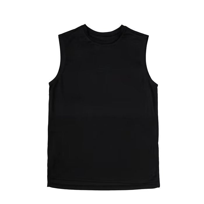 New Style Lazy Youth Popular Summer Round Neck Sweatshirt Vest Harajuku Fashionable Elegant Sleeveless Sports T-shirt Mens Wear White - Image 2
