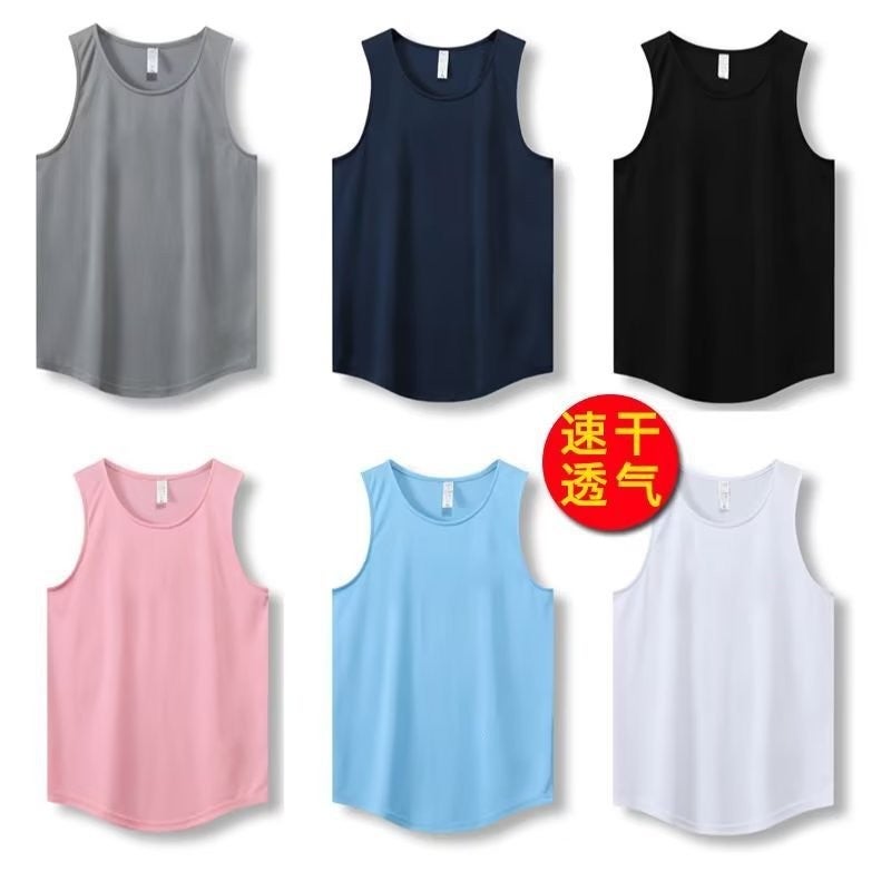 New Style Lazy Youth Popular Summer Round Neck Sweatshirt Vest Harajuku Fashionable Elegant Sleeveless Sports T-shirt Mens Wear White - Image 3