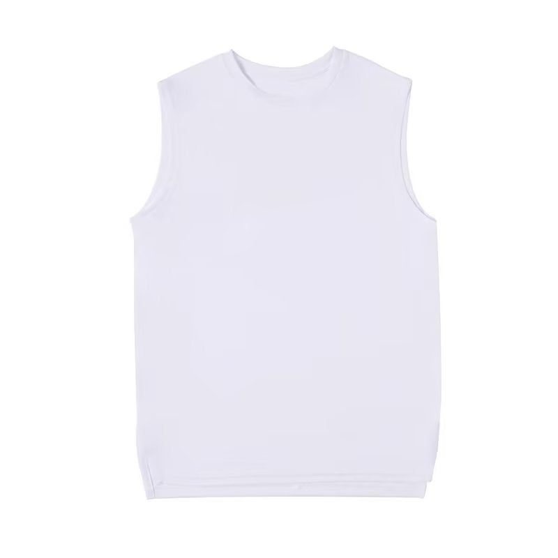New Style Lazy Youth Popular Summer Round Neck Sweatshirt Vest Harajuku Fashionable Elegant Sleeveless Sports T-shirt Mens Wear White - Image 1