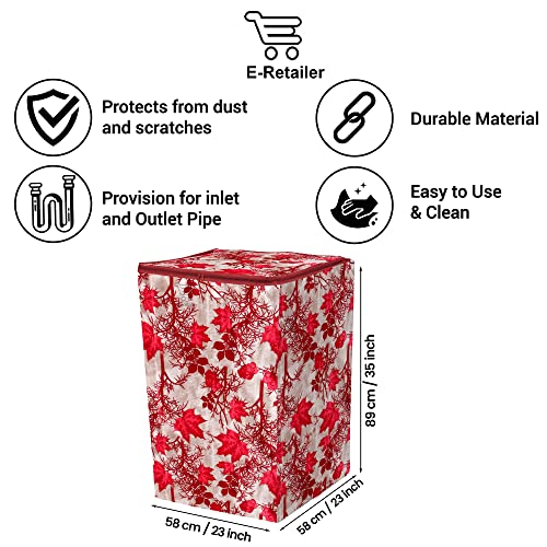 E-Retailer Washing Machine Cover for Top Load 5kg to 7.5kg | Light Weight Dustproof Cover with Zip Enclosure | Floral Fully Automatic Washer Protector for Indoor Outdoor Use | Size 23x23x35 Inch - Image 3