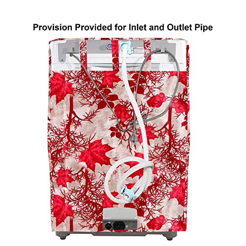 E-Retailer Washing Machine Cover for Top Load 5kg to 7.5kg | Light Weight Dustproof Cover with Zip Enclosure | Floral Fully Automatic Washer Protector for Indoor Outdoor Use | Size 23x23x35 Inch - Image 2