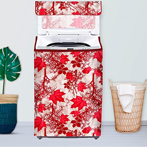 E-Retailer Washing Machine Cover for Top Load 5kg to 7.5kg | Light Weight Dustproof Cover with Zip Enclosure | Floral Fully Automatic Washer Protector for Indoor Outdoor Use | Size 23x23x35 Inch - Image 1