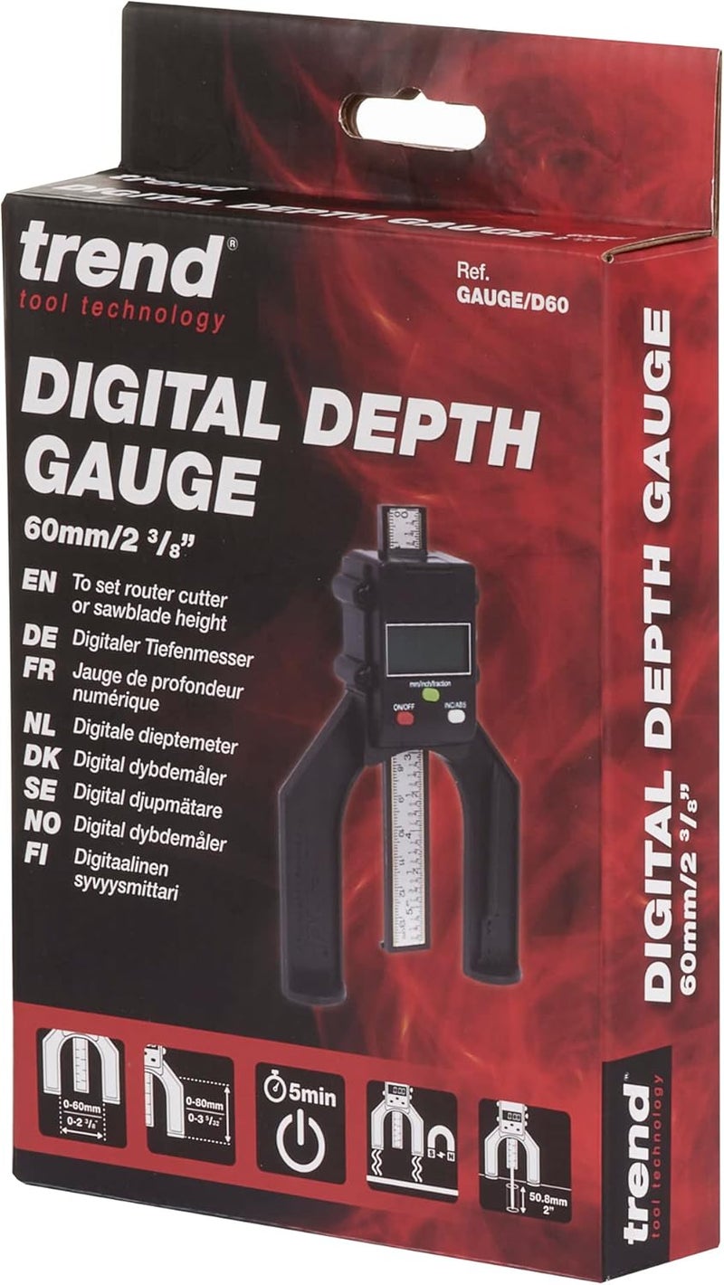 Trend Digital Depth Gauge with 2 23/64 inch Jaw Opening for Precision Rebate and Groove Setting, GAUGE/D60 - Image 4
