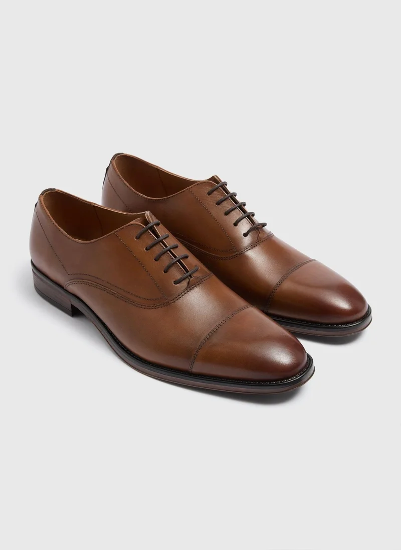 Matalan Brown Leather Oxford Shoes