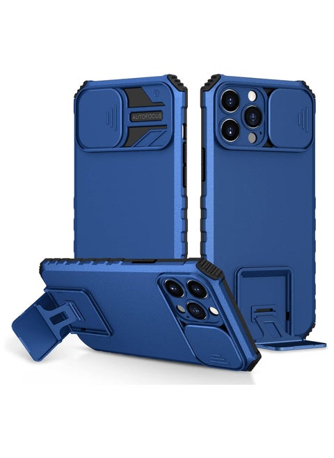 Compatible with iPhone 15 Pro Max Slide Camera Case Sliding Lens Cover with Hidden Kickstand 4 Corners Shockproof Heavy Duty Protective Hard PC + Soft TPU