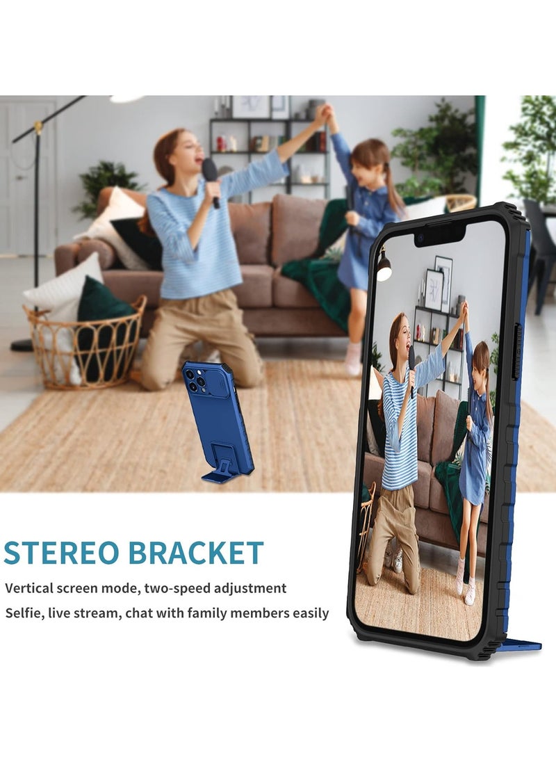 General - Compatible with iPhone 15 Pro Max Slide Camera Case Sliding Lens Cover with Hidden Kickstand 4 Corners Shockproof Heavy Duty Protective Hard PC + Soft TPU - Image 1