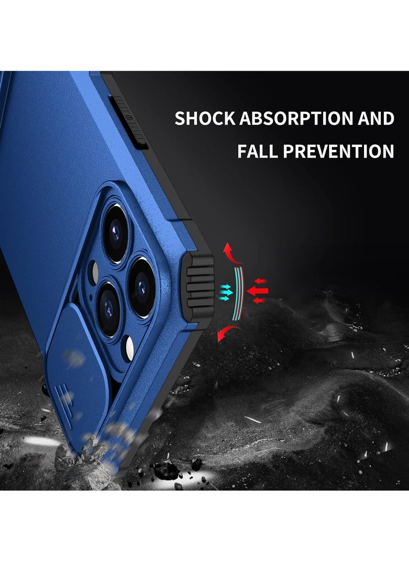 General - Compatible with iPhone 15 Pro Max Slide Camera Case Sliding Lens Cover with Hidden Kickstand 4 Corners Shockproof Heavy Duty Protective Hard PC + Soft TPU - Image 1