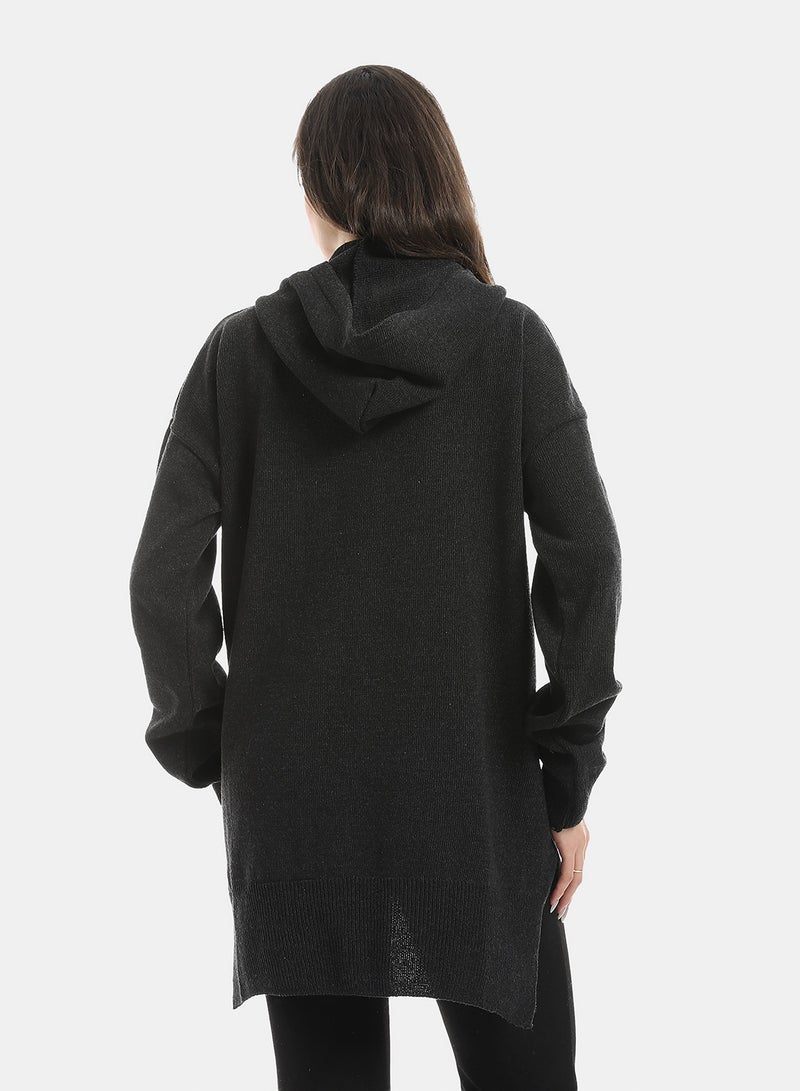 Andora High-Low Hips Slip On Oversize Hooded Pullover_Grey - Image 4
