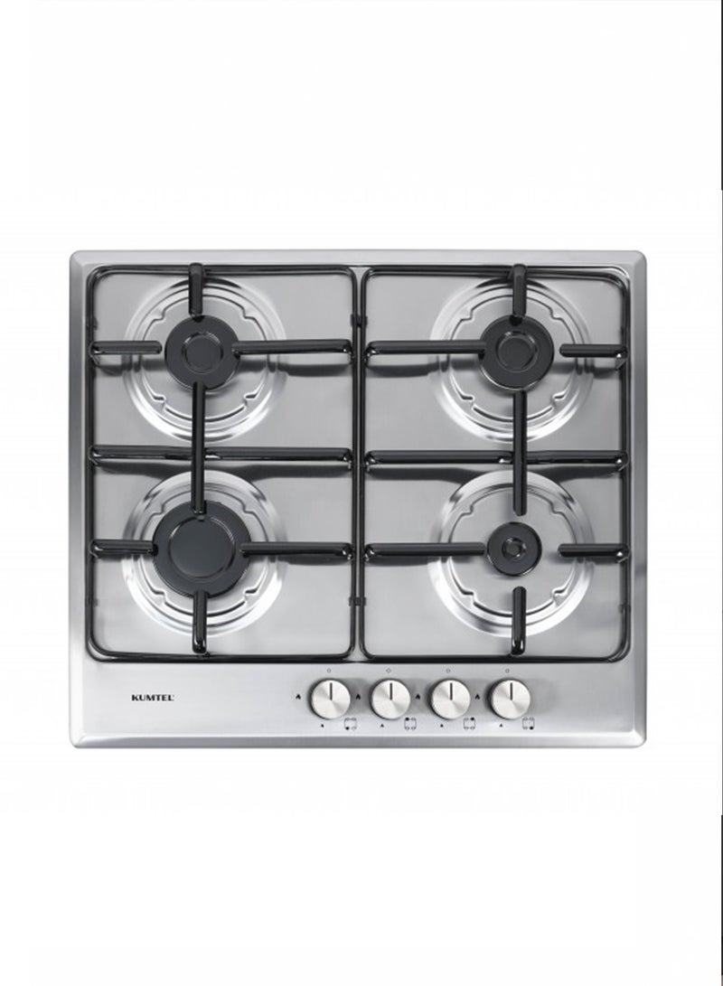 Kumtel Built-In Gas Cooker - Size 60 cm - 4 Burners - Full Safety - Turkish - Steel - M6-40BF/S - Image 2