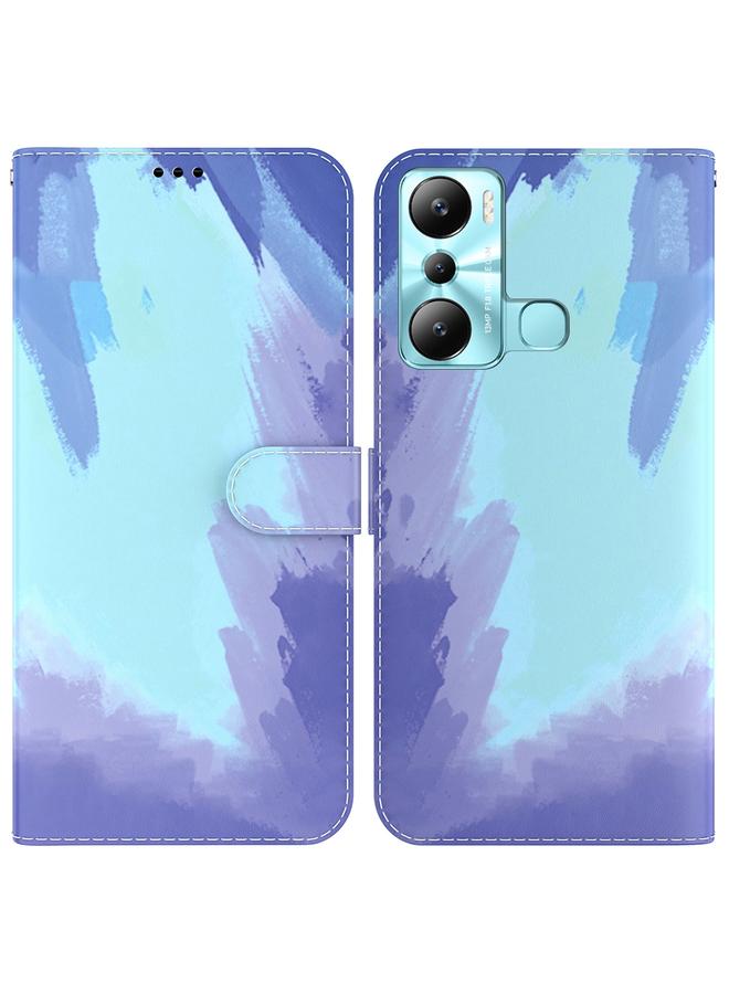 اس-توب جراب هاتف Infinix Hot 20i مصنوع من الجلد بنمط ألوان مائية - Image 1