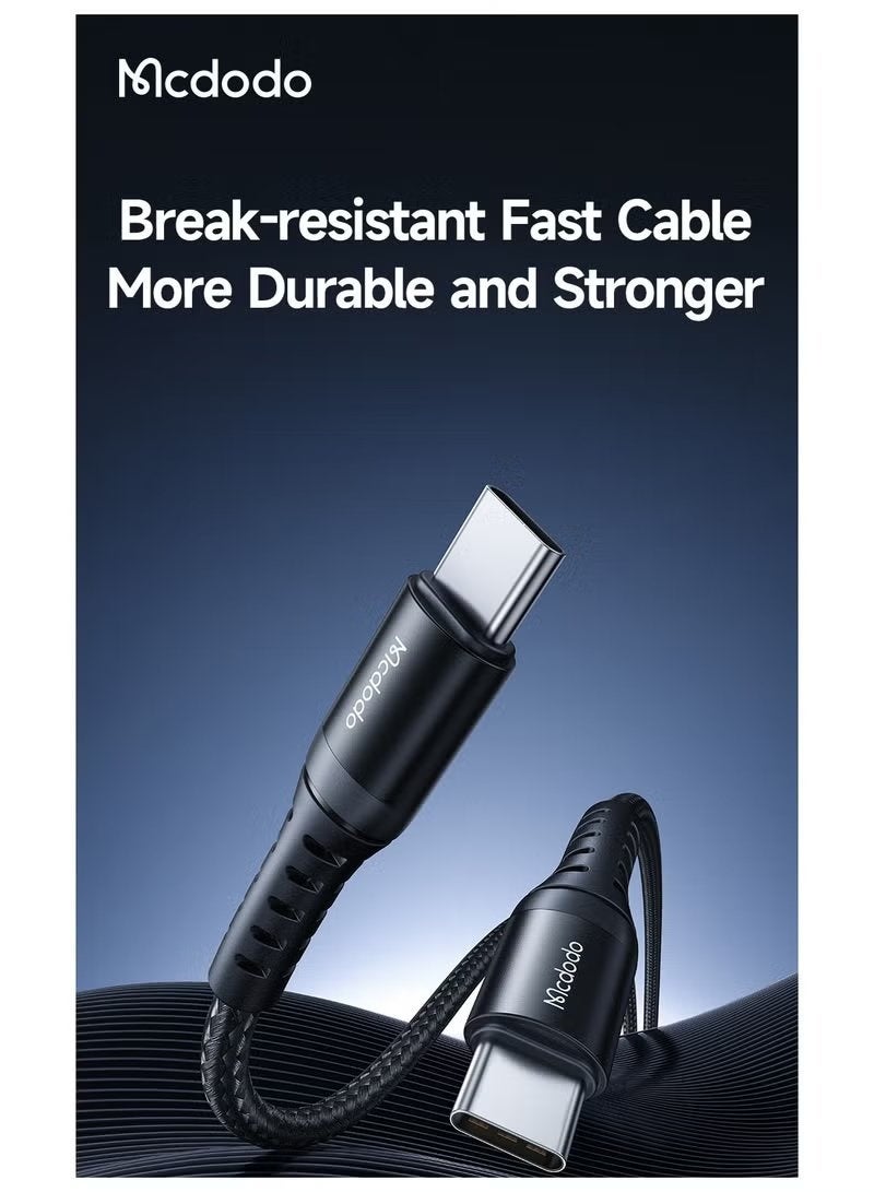 Mcdodo USB-C to USB-C 60W PD Fast Charging Cable High-Density Nylon Braided Aluminum Alloy Connectors Ultra Durable Bend Resistant Type-C Charging and Data Sync Cable for Phones Tablets and Laptops - Image 3