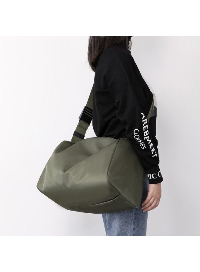 Men's Large Capacity Casual Fitness Travel Bag Nylon Crossbody Backpack Trendy Women's Sporty Short Trip Bag Single Shoulder-Color:Black - Image 5