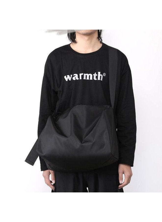 Men's Large Capacity Casual Fitness Travel Bag Nylon Crossbody Backpack Trendy Women's Sporty Short Trip Bag Single Shoulder-Color:Black - Image 3