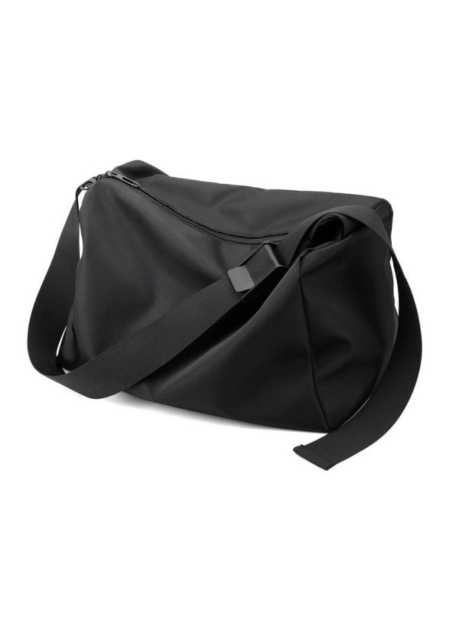 Men's Large Capacity Casual Fitness Travel Bag Nylon Crossbody Backpack Trendy Women's Sporty Short Trip Bag Single Shoulder-Color:Black - Image 1