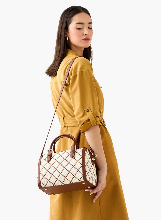 Paprika Quilted Tote Bag with Zip Closure