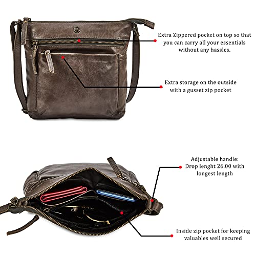 Cochoa Real Leather Purse for Women Crossbody Bag Travel Shoulder Handbag Small Vintage Pocketbook (Taupe Washed Vintage) - Image 3