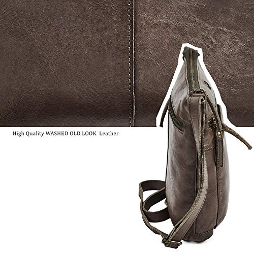 Cochoa Real Leather Purse for Women Crossbody Bag Travel Shoulder Handbag Small Vintage Pocketbook (Taupe Washed Vintage) - Image 5