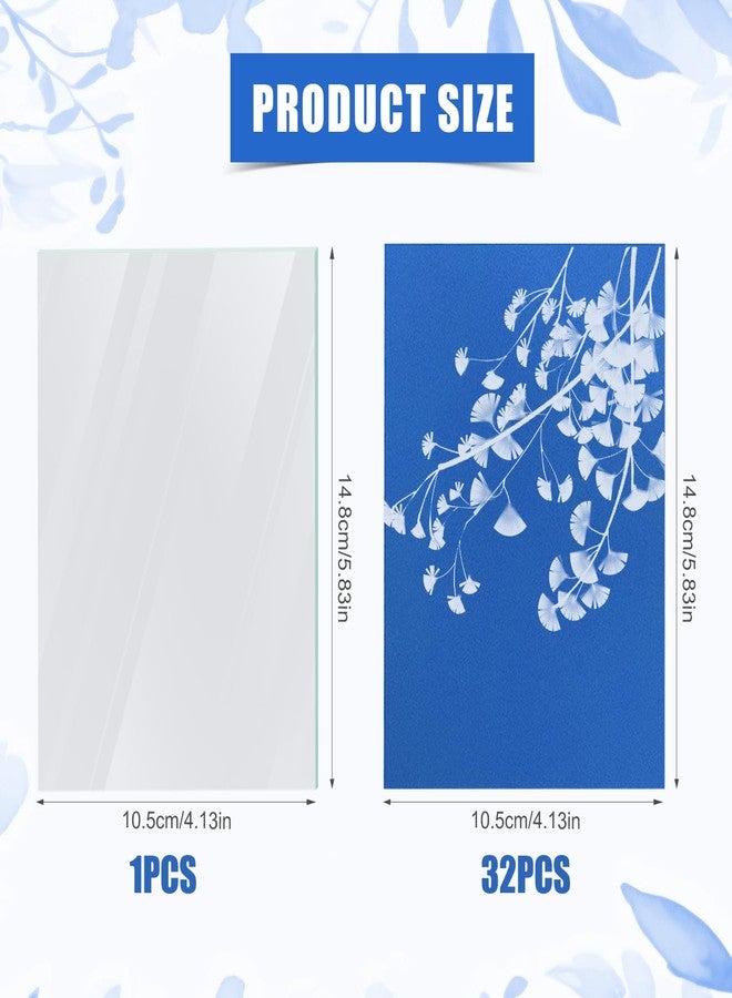 XIHIRCD 32 Sheets A6 Solar Printing Paper, 4.7 x 10.5 cm Cyanotypic Paper with Acrylic Panel High Photosensitivity Paper for Printing and Drawing Solar Art for DIY Crafts Projects - Image 2