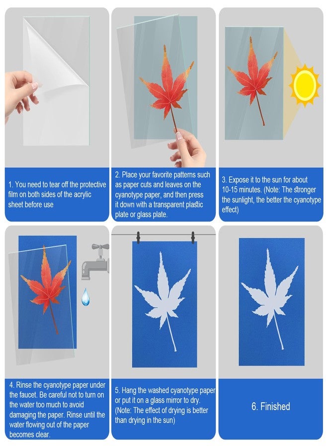 XIHIRCD 32 Sheets A6 Solar Printing Paper, 4.7 x 10.5 cm Cyanotypic Paper with Acrylic Panel High Photosensitivity Paper for Printing and Drawing Solar Art for DIY Crafts Projects - Image 5