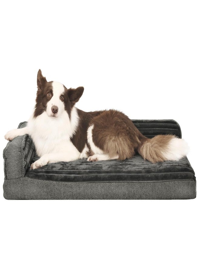 WINDRACING Orthopedic Large Dog Bed with Sides, Bolster Dog Bed for Large Dog with Removable Washable Cover & Non-Slip Bottom, Egg Foam Large Breed Dog Bed with Pillow, 36 x 23 inch, Gray - Image 3