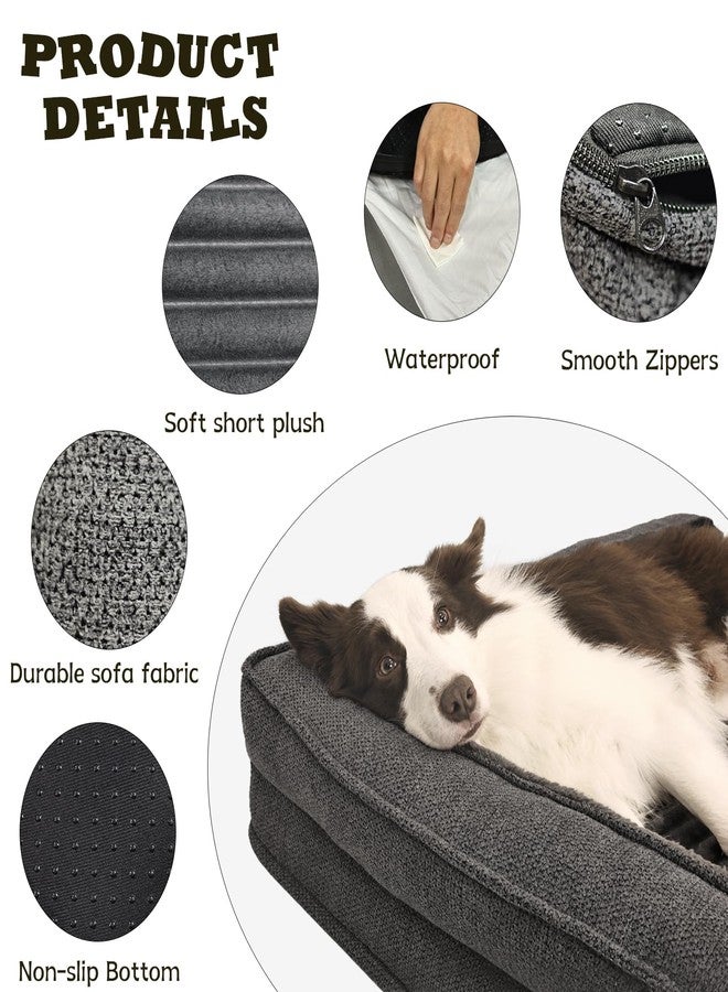 WINDRACING Orthopedic Large Dog Bed with Sides, Bolster Dog Bed for Large Dog with Removable Washable Cover & Non-Slip Bottom, Egg Foam Large Breed Dog Bed with Pillow, 36 x 23 inch, Gray - Image 4