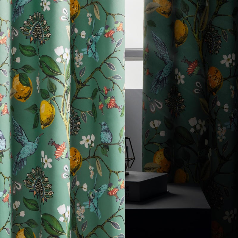 Topfinel Sage Green Blackout Valance Curtains 18 Inch Length Farmhouse Rustic Hummingbird Lemon Printed Grommet Home Fashion Valance for Kitchen Bathroom  Energy Saving Grommet Half Window Set of 2 - Image 3