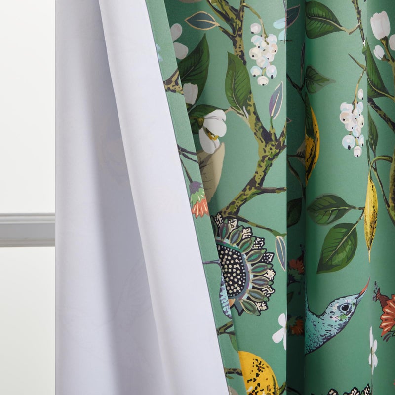 Topfinel Sage Green Blackout Valance Curtains 18 Inch Length Farmhouse Rustic Hummingbird Lemon Printed Grommet Home Fashion Valance for Kitchen Bathroom  Energy Saving Grommet Half Window Set of 2 - Image 4