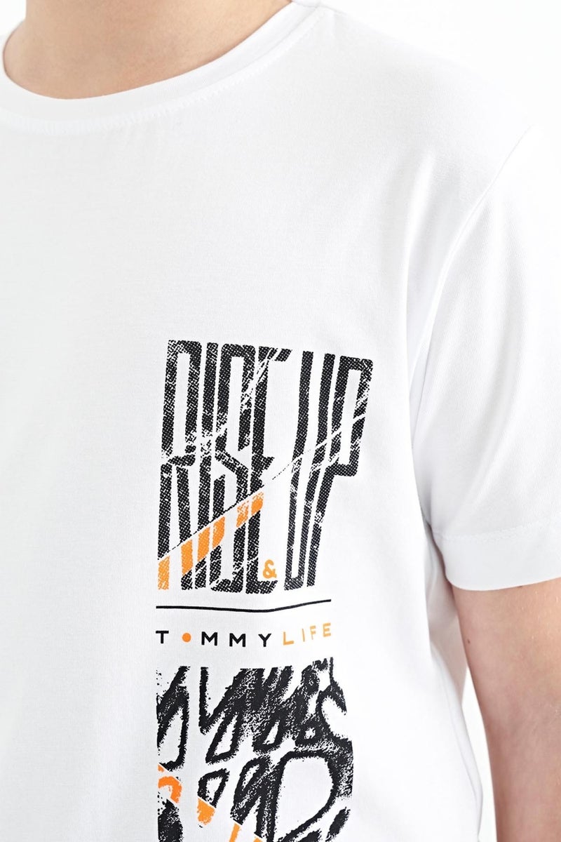 Tommy Life White Print Detailed O Neck Standard Pattern Boy T-Shirt - 11104 - Image 2