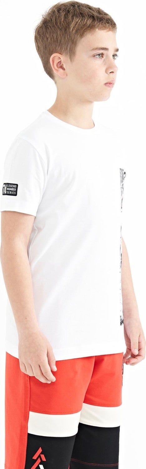 Tommy Life White Print Detailed O Neck Standard Pattern Boy T-Shirt - 11104 - Image 4