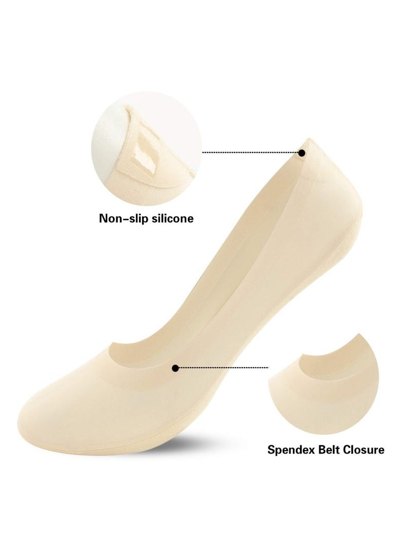 Generic - Thin Socks Ice silk skin tone Cotton Nylon Low Cut Liner Non Slip hidden Invisible for Flats Boat Sneaker 4 pack - Image 1