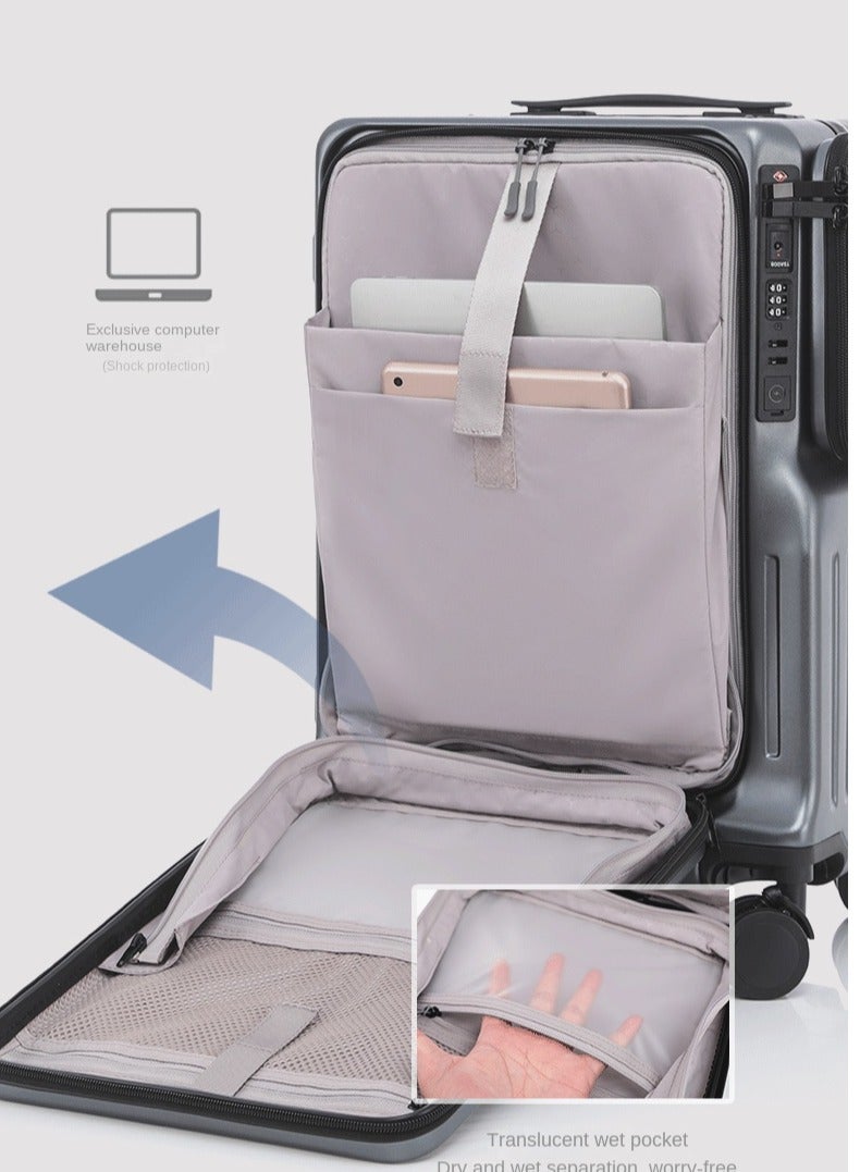 Skycare Airline-Approved PC Carry-On Luggage - Lightweight Hardside Spinner Suitcase with TSA Lock, USB Charging, Front Pocket, and Cup Holder - Image 5