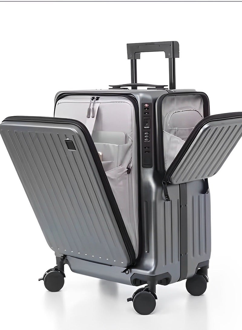 Skycare Airline-Approved PC Carry-On Luggage - Lightweight Hardside Spinner Suitcase with TSA Lock, USB Charging, Front Pocket, and Cup Holder - Image 4