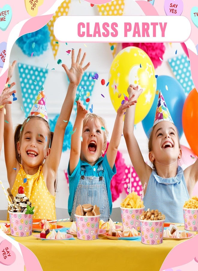 Hsei 50 Pcs 16oz Valentine's Day Ice Cream Cups Disposable Paper Snack Bowls Conversation Heart Supply Dessert Yogurt Cup for Valentines Party Wedding Birthday Supplies for Hot Cold Drink - Image 5