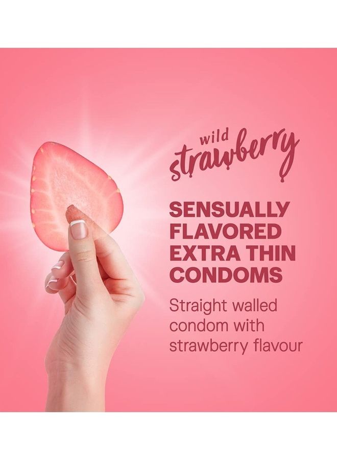 Durex Extra Thin Wild Strawberry Flavoured Condoms For Men, Pack of 10 - Image 2