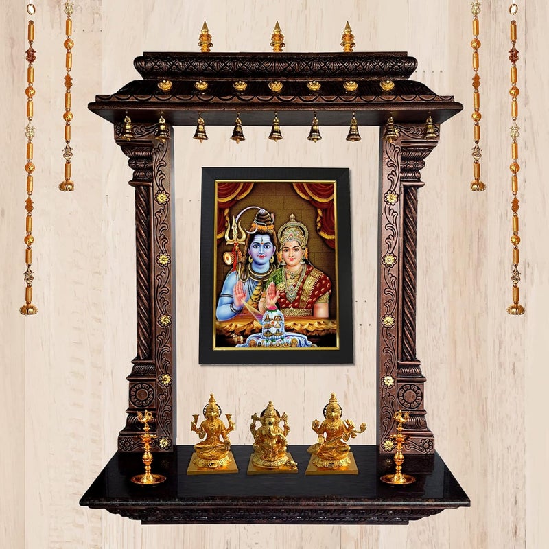 101Temples 101 Temples Divinity Eternity Spirituality Shiva Parvathi God Wooden Photo Frame with Wall Hook 1 Piece 10 x 13 Matt Finish - Image 2