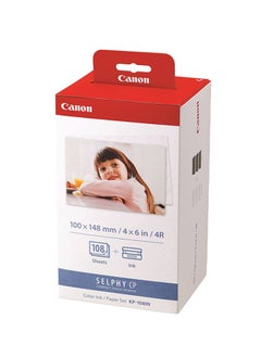 Canon Canon KP-108IN Color Ink Paper Set for Canon Selphy CP910/CP810 Photo Printer, 108 Sheets, White  - Image 1