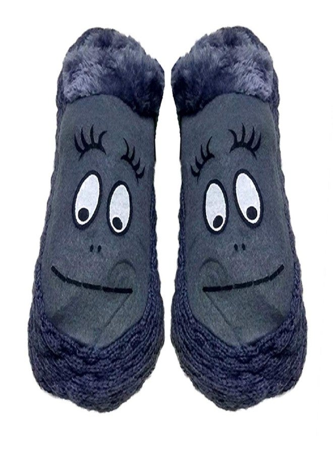 Malvina Kids Cute Eye Look Little Boy and Girl Multicolour Warm Winter Slipper Socks, Knitted Booties Slipper Indoor Socks with Soft Rubber Sole (Grey,Pack of 01)-(2-3 Years) - Image 3
