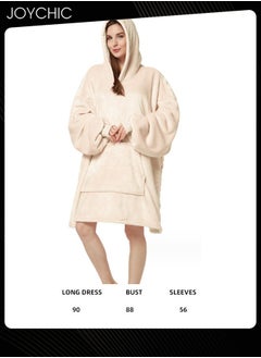 Joychic Solid Color Women Autumn and Winter Flannel Thickened Cold-proof Warm Hooded Pajamas Long-sleeved Comfortable Sleep Robe with Front Pockets One Size  - Image 4