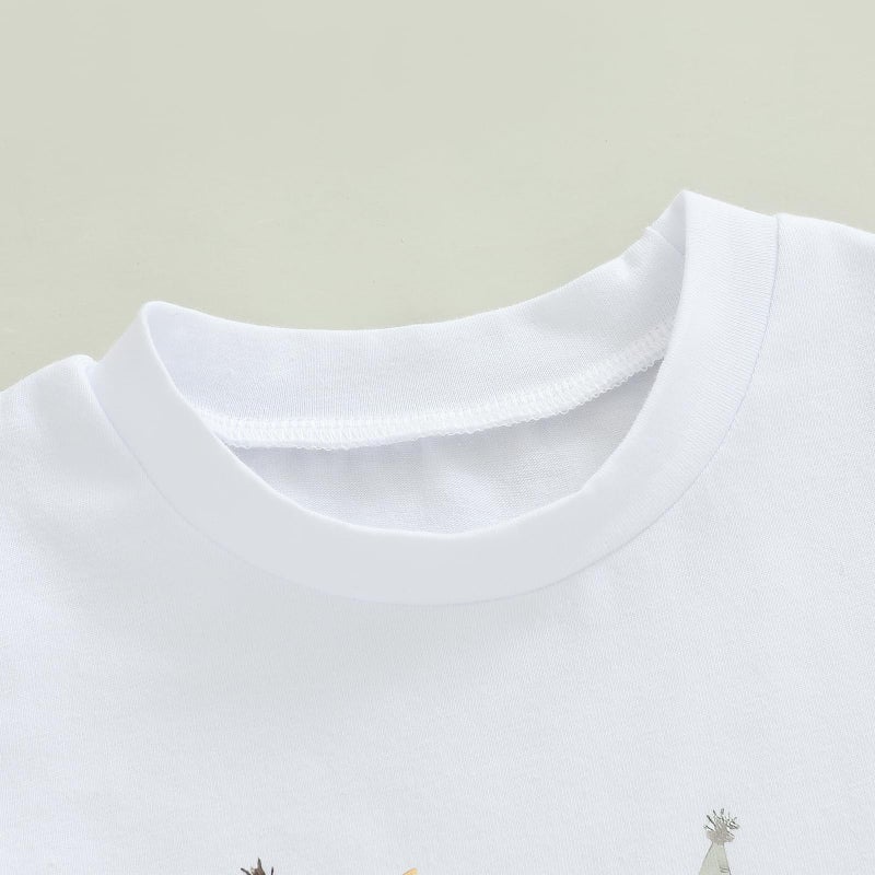 Pudcoco Infant Baby Boys Girls First Birthday Outfit 1st Birthday T-Shirt Wild One Safari Zoo Jungle Animals Shirt (White Brown, 12-18 Months) - Image 2