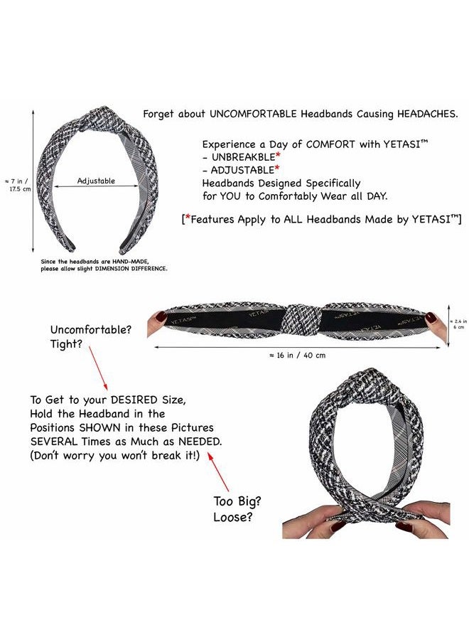 YETASI Headbands for Women Navy Blue Satin Unique Knotted Headband, Silk Quality Fabric, Non-Slip & Adjustable. Top Knot Head band Fashion Designer - Image 5